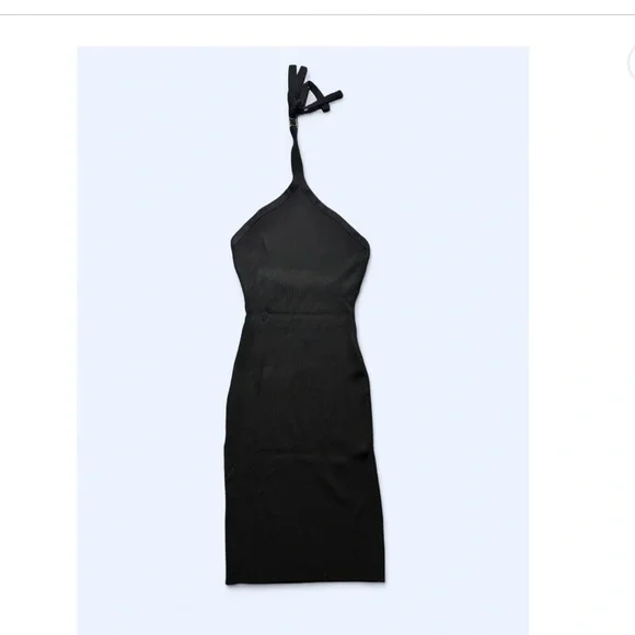 Fashion Nova NWT Women’s Kaylene Halter Sweater Midi Dress - Black - Size XL - Picture 5 of 7